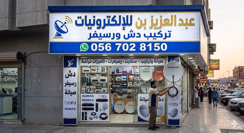 عبد العزيز بن للإلكترونيات تركيب دش ورسيفر