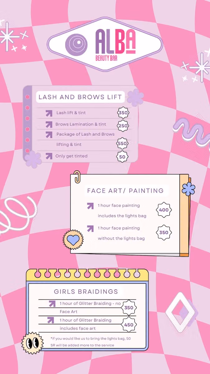 Alba Beauty Bar رسم وجه و رفع رموش وحواجب