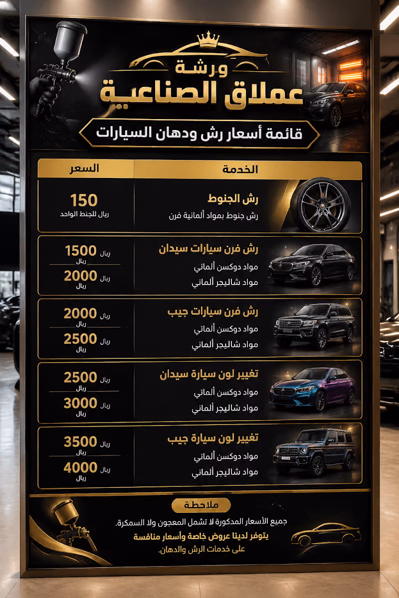 عملاق الصناعية رش بويه وسمكرة السيارات