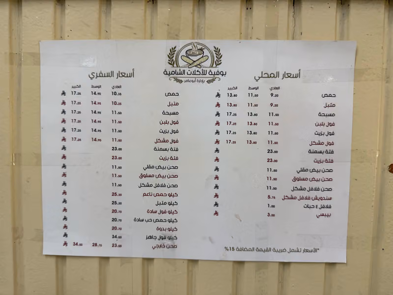 بوفيه أكلات شامية ( بإدارة أبو عامر)