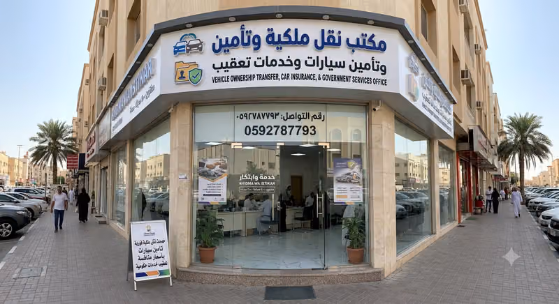 مكتب نقل ملكية وتأمين سيارات وخدمات تعقيب ..